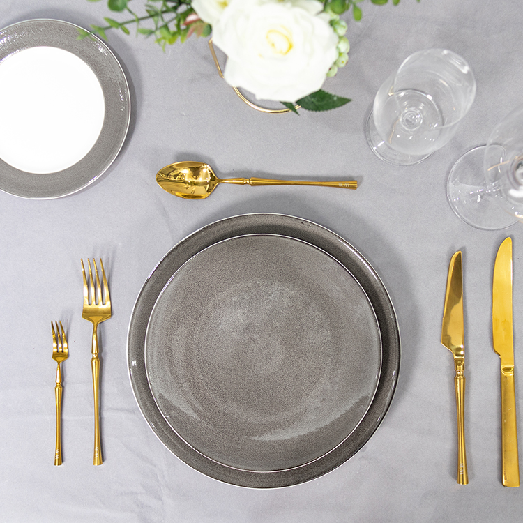 Gray Sky Colored Glazed Restaurant Ceramic Plates Sets Dinnerware Ceramic Plates Sets Dinner Plate Dish