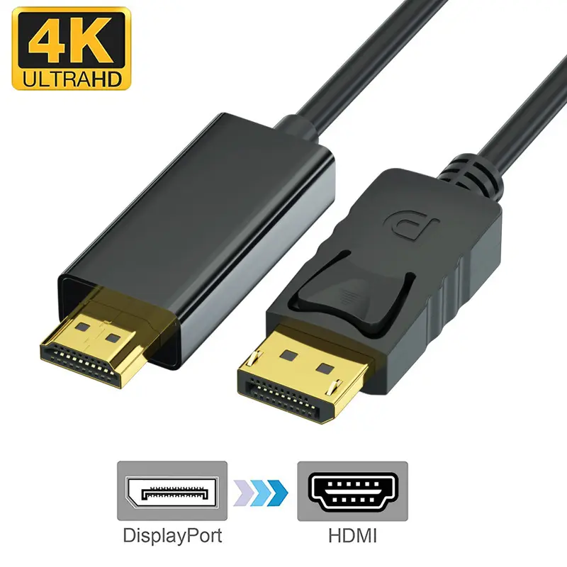 Customized 4K 30Hz 1.8m High Quality Display port DP To HDMI Adapter Converter Cable DP to HDMI Male To Male Cable support PC