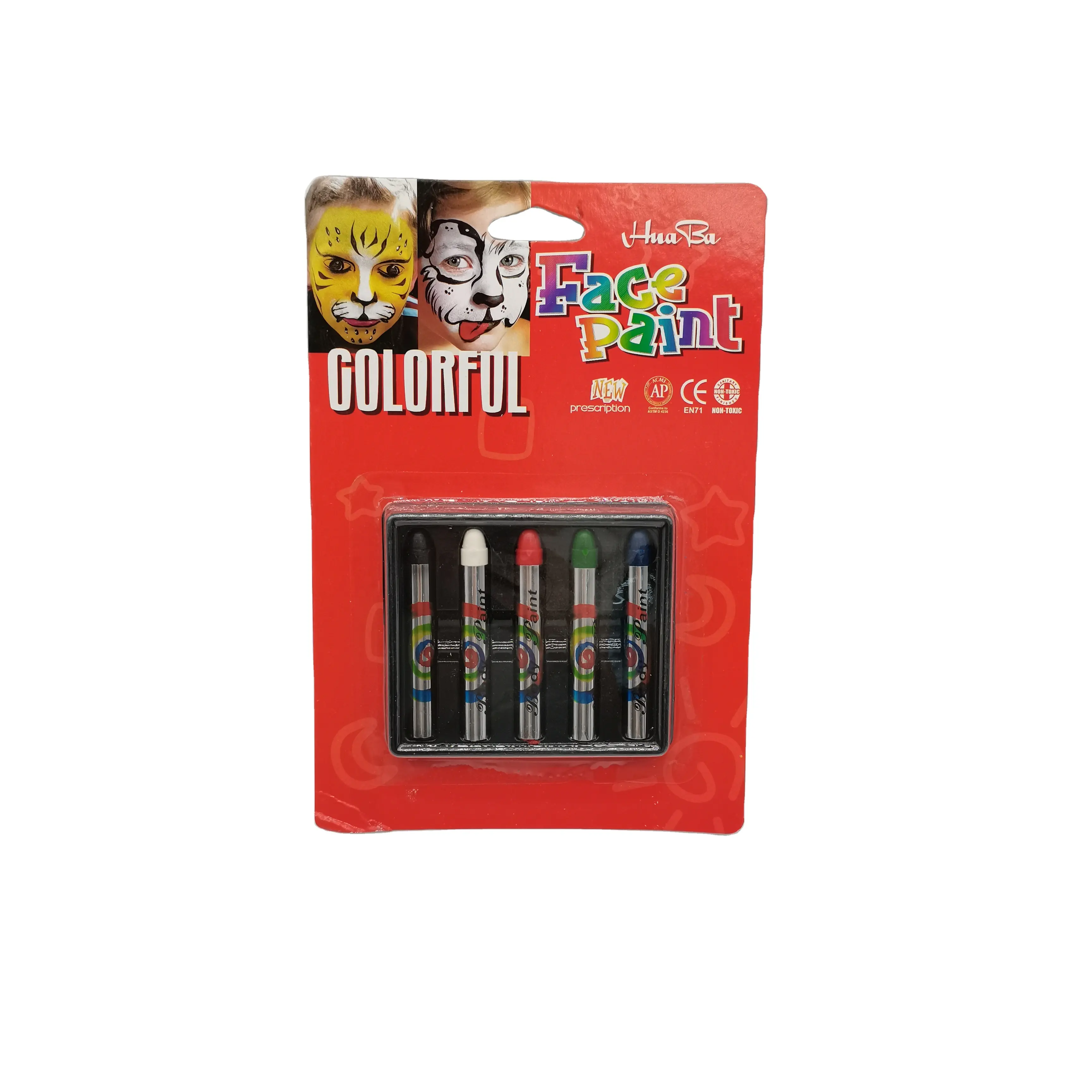 New style 5 colors water-based face paint pens flags face paint crayons for children