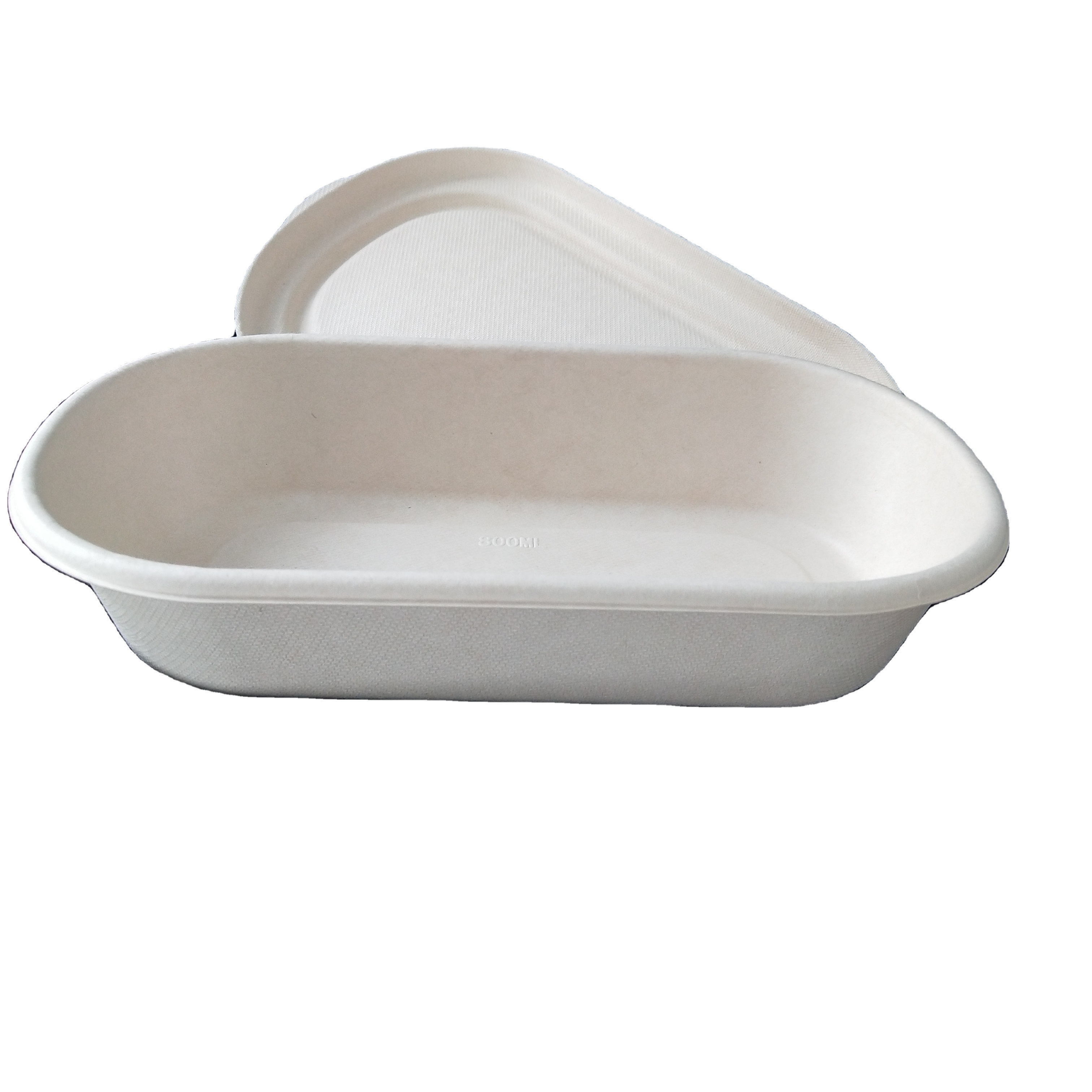 800ml Biodegradable Disposable Sugarcane Paper Food Bento Lunch Box Food Package White Round Sugarcane Bagasse Mountain Accept