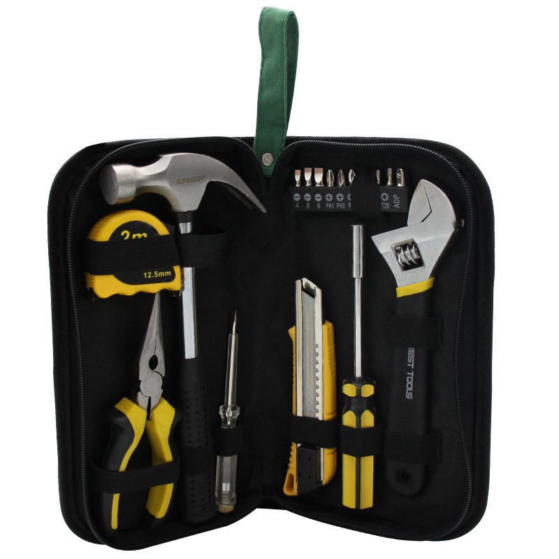 Hot promotion 19pcs Machinist tool kit carbon steel in cloth bag