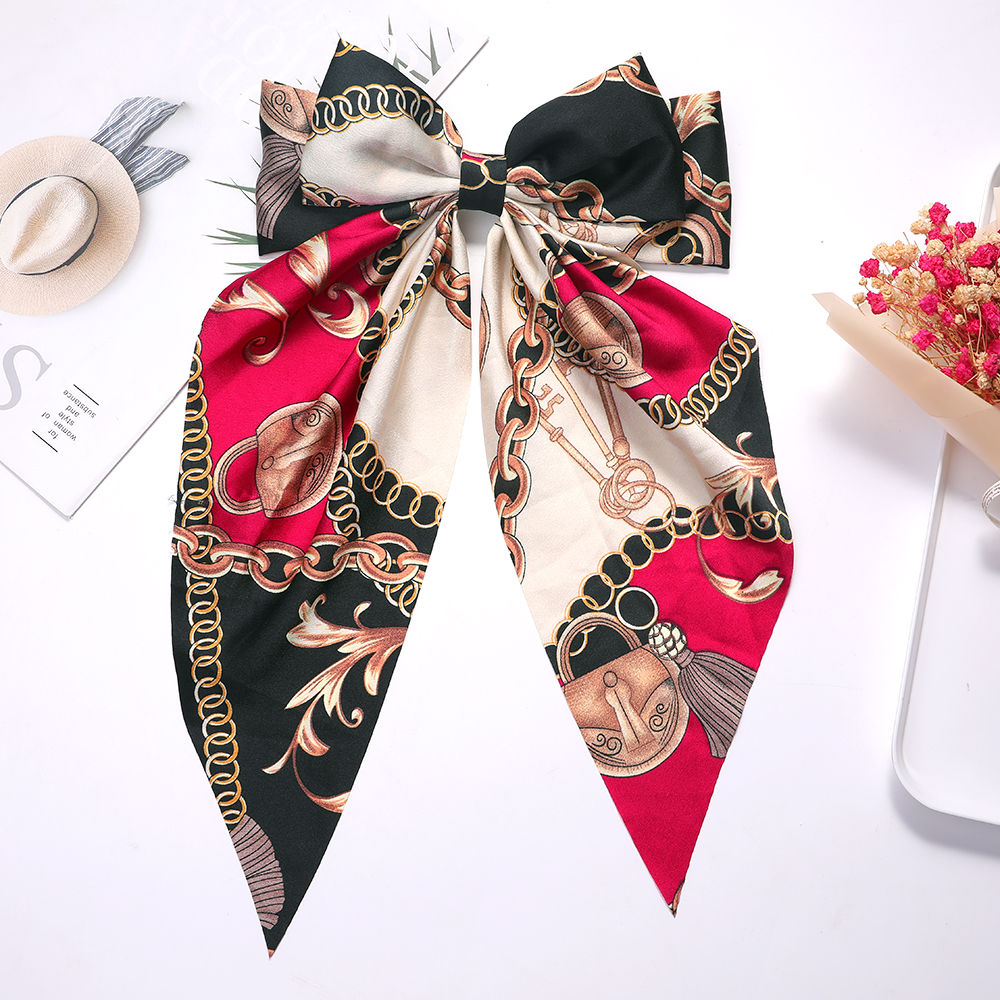 large satin bow hairpin with ribbon 2021 New satin large bow hair Ornament Japanese Lolita bow hair clip for female girls