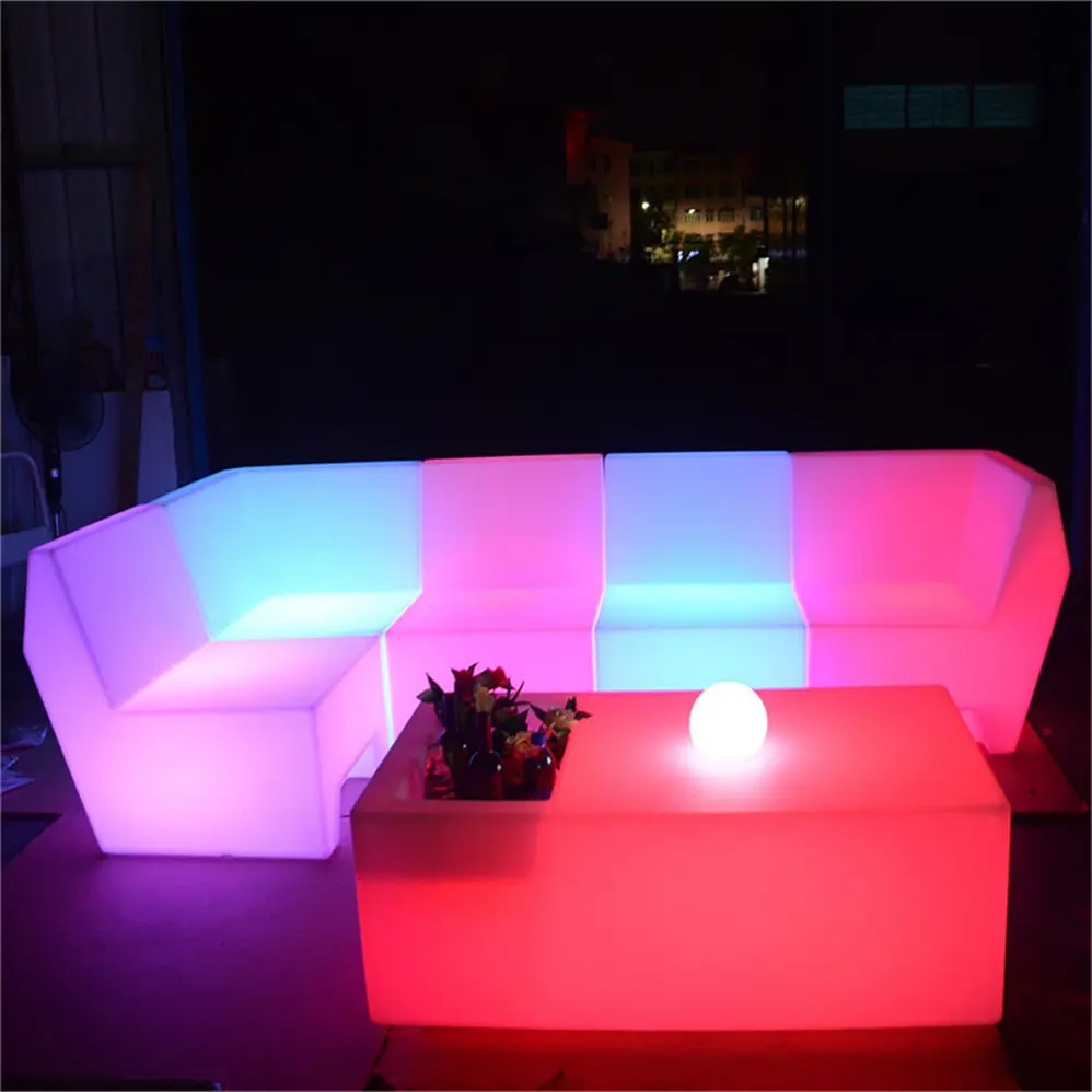 restaurant led single sofa chair illuminated hookah lounge plastic furniture led lighted bar table and chair sofa sets