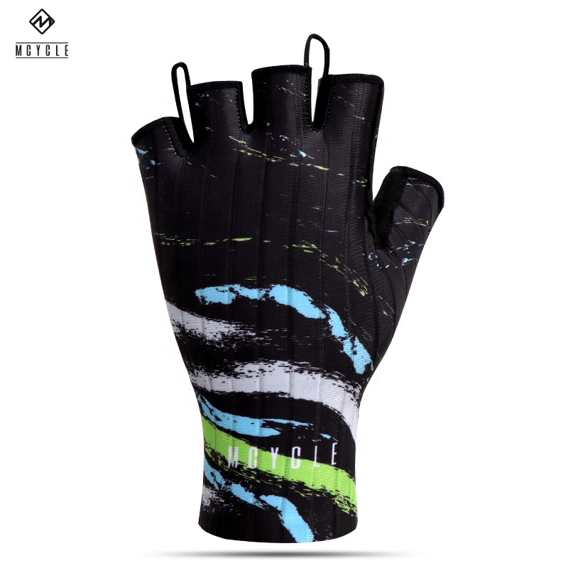 Половина Finger Aero Stripe Ткань Велоспорт перчатки дышащий гель анти-шок спортивные перчатки MTB велосипед велосипедный спорт перчатки