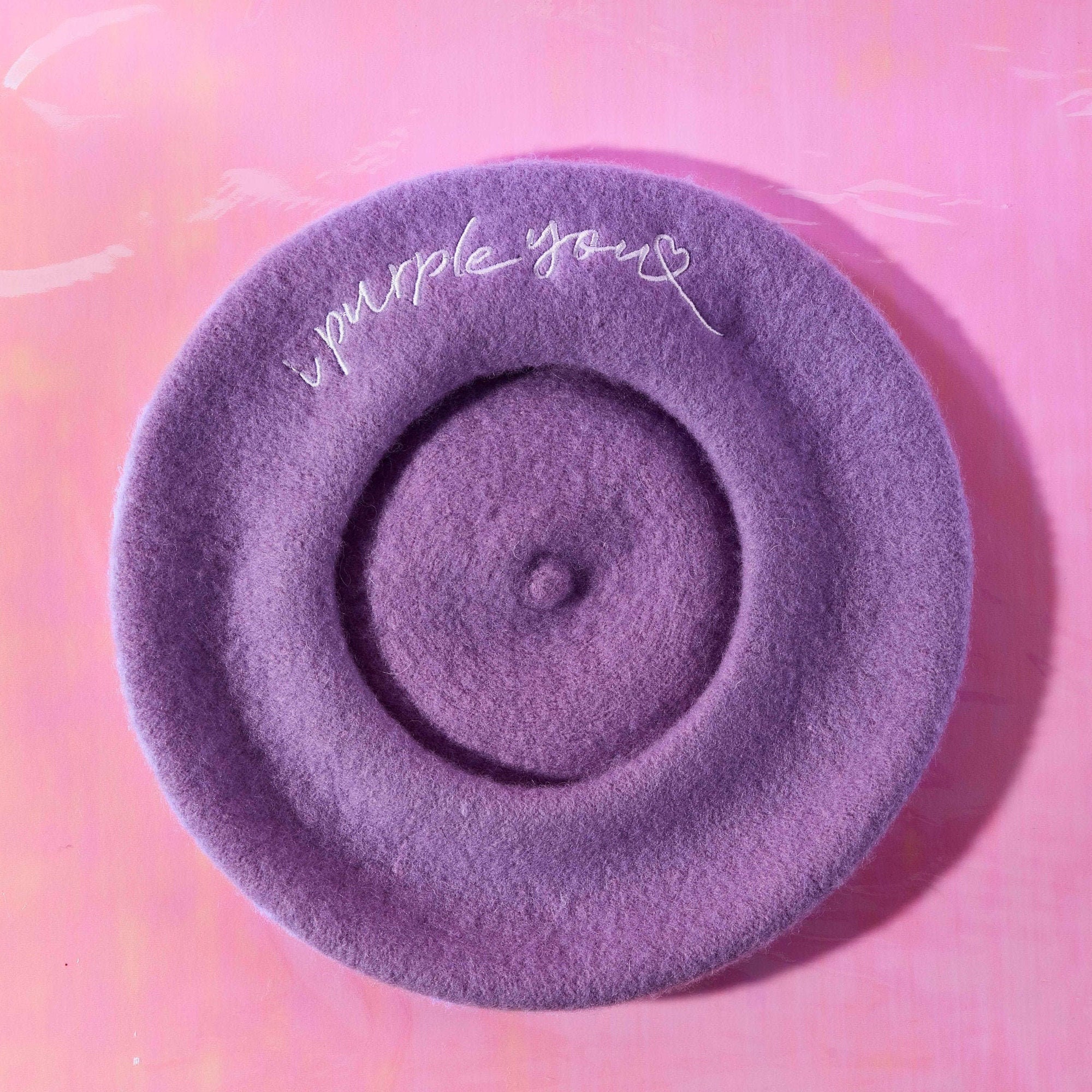 Оптовая продажа, женский шерстяной берет V Kim Taehyung с вышитым логотипом «I purple you» под заказ