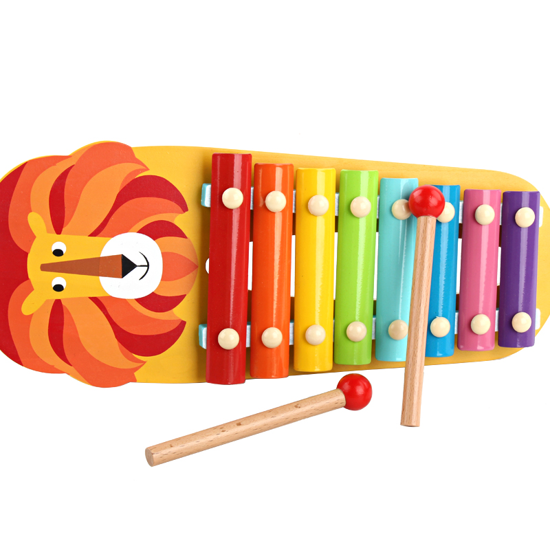 Music educational toys wooden children eight color and tone percussion hand children early education lion shape xylophone toy
