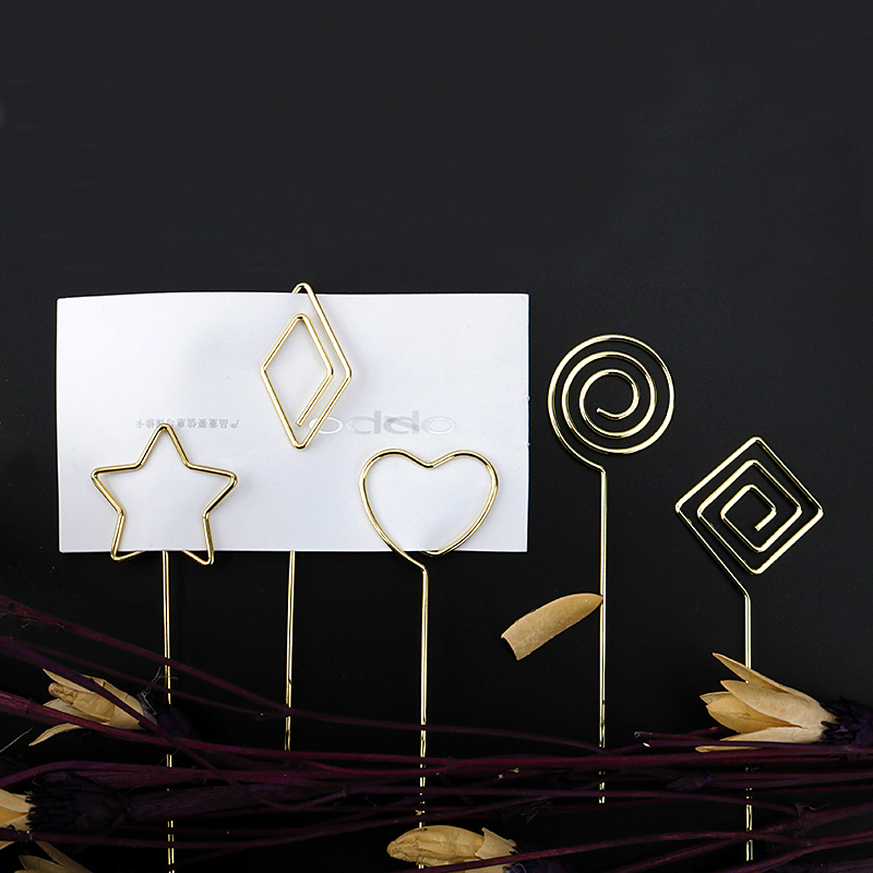 20201 Hot Sell Rose Gold Table Name Memo Photo Card Paper Wire Clip Holder Rose Gold Card Metal Clip Holder