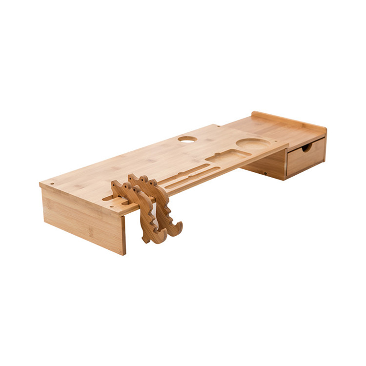 Wholesale high quality eco-friendly solid and durable computer desk storage organizer bamboo pc monitor riser