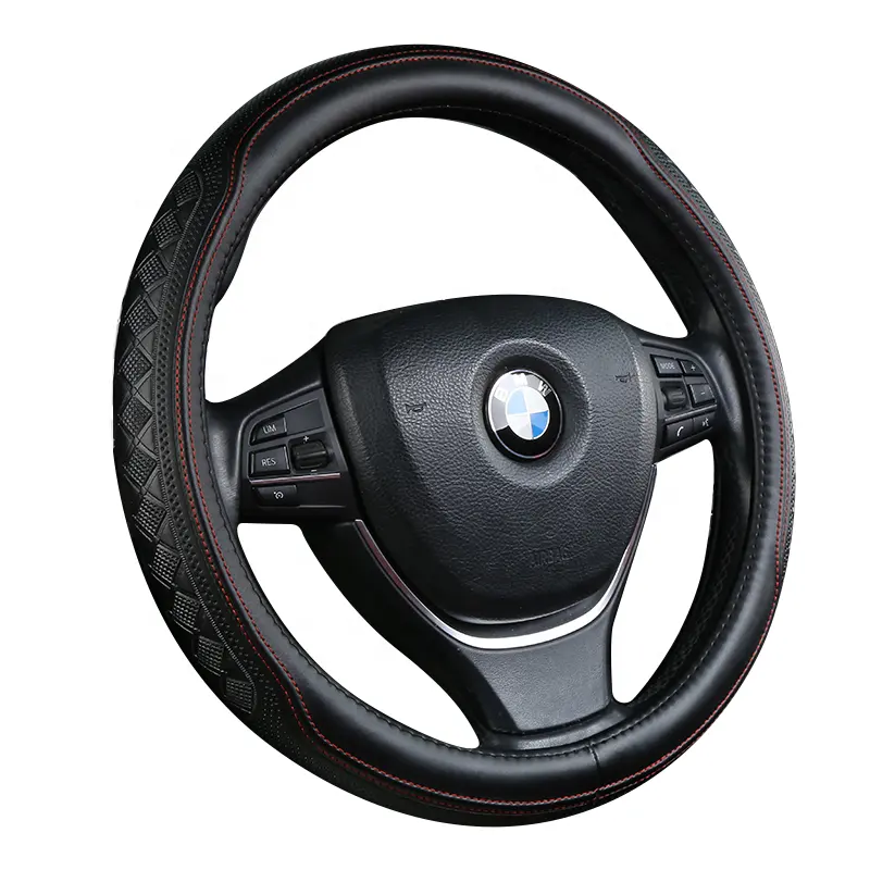 Automobile interior manufacturer direct selling wholesale embossed non slip steering wheel cover microfiber leather