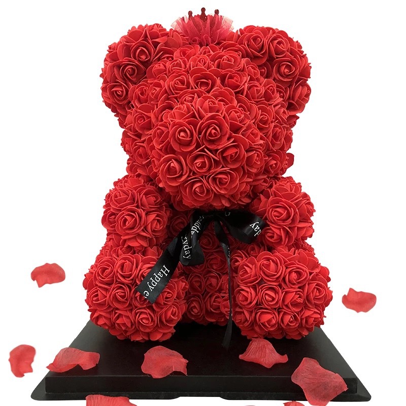 Медведи тедди с коробкой, цветок 40 см, 25 см, розы, валентинки, пена, сердце, красный подарок, подарки, искусственные миниатюрные восстановленные Медвежата розы на День святого Валентина