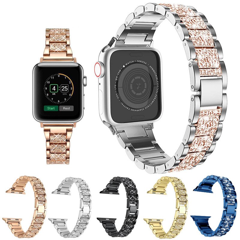 Ювелирные изделия ремешок для наручных часов Apple Watch 6 SE iWatch серии 5 4 44 мм 40 мм шикарный браслет из нержавеющей стали для Applewatch 38 мм/42 мм