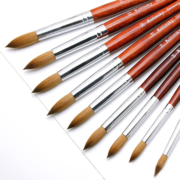 Liquid Glitter Wood Handle kolinsky Acrylic Nail Art Brush For Manicure Tools 8 10 12 14 16
