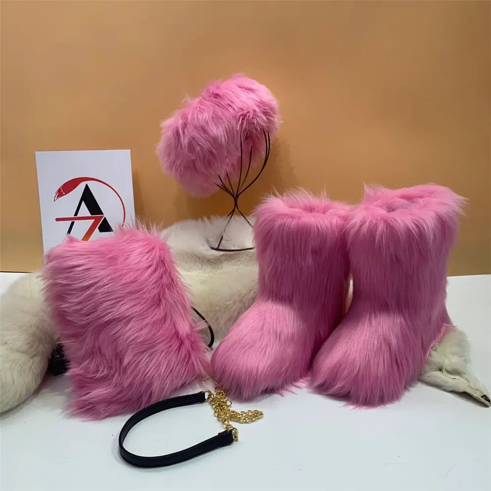 1 Pair wholesale price multi color toddler fur coats backpack and boots faux fur boot cover