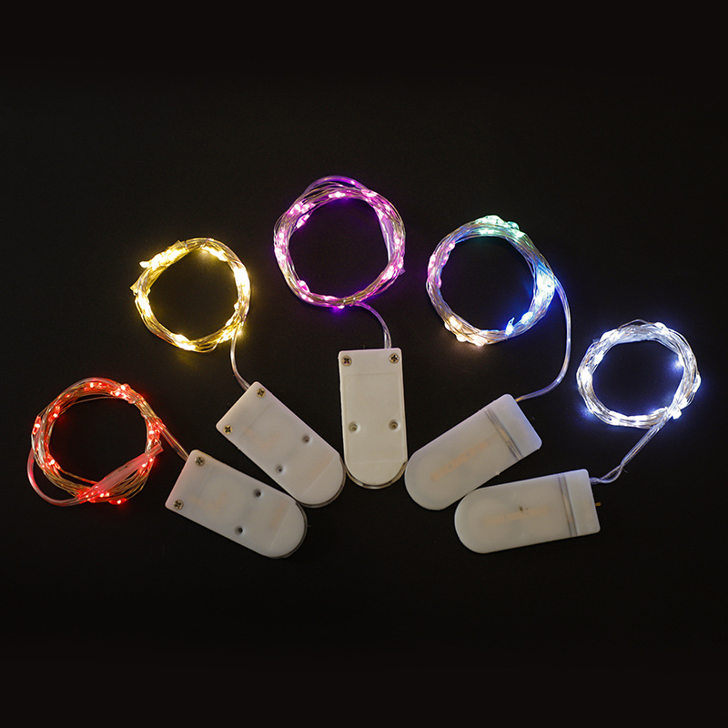 Led button battery box copper wire lamp string CR2032 gift box cake room decoration lamp string button copper wire lamp string