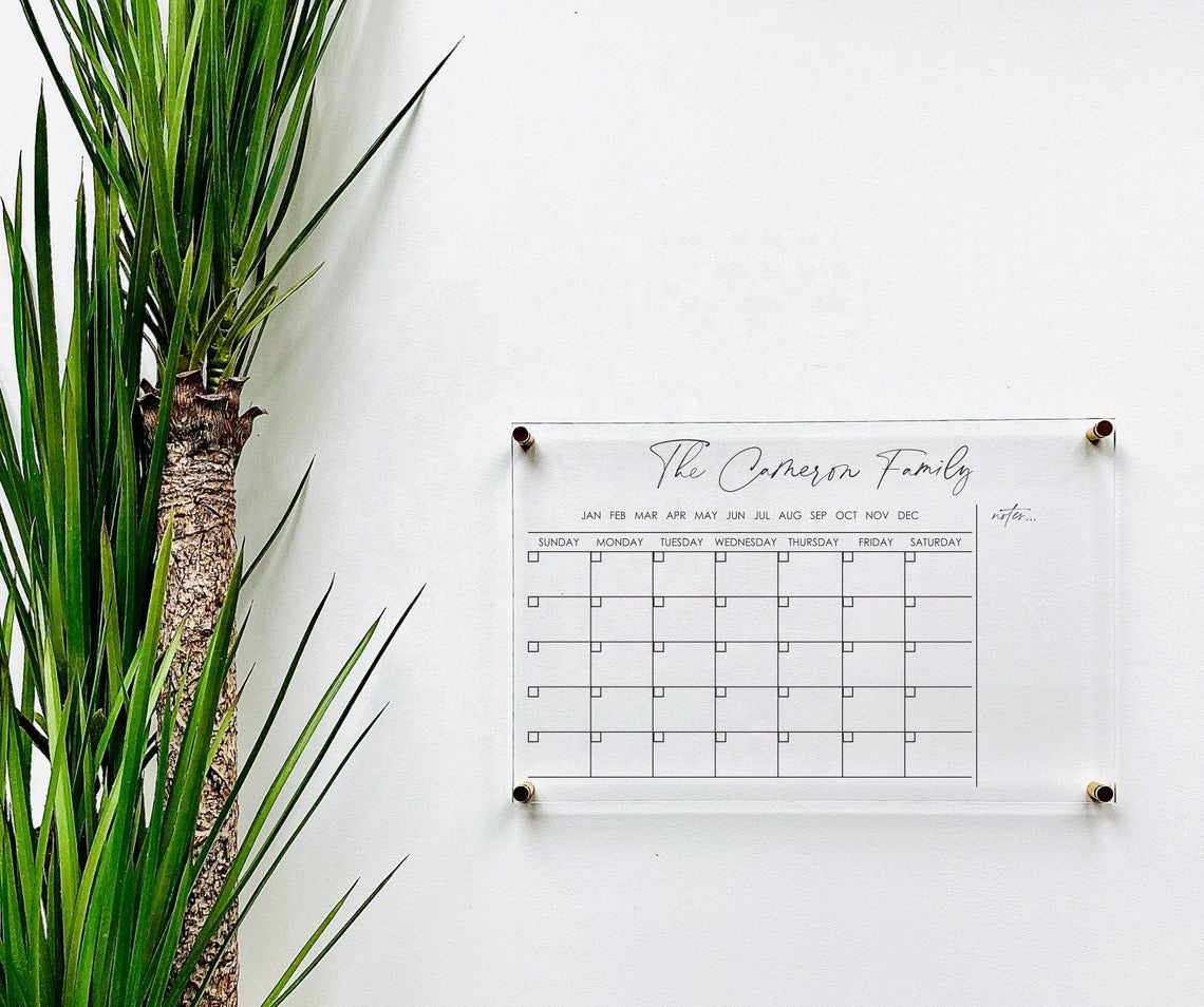 Personalized Acrylic Calendar For Wall board lucite clear acrylic calendar minimalist office decor housewarming gift