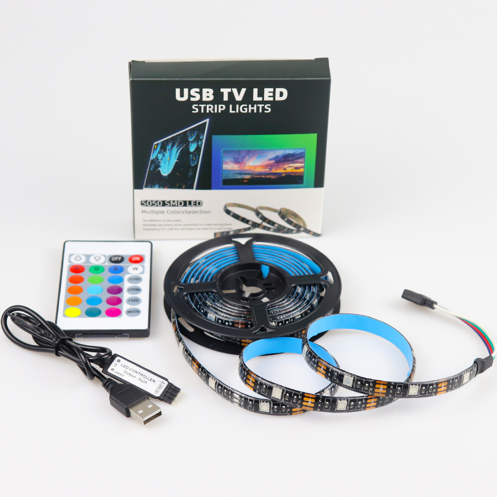Новый ТВ светодиодная подсветка, 5V USB 5050 цветных (RGB) светодиодных лент светодиодные гибкие с пультом дистанционного управления
