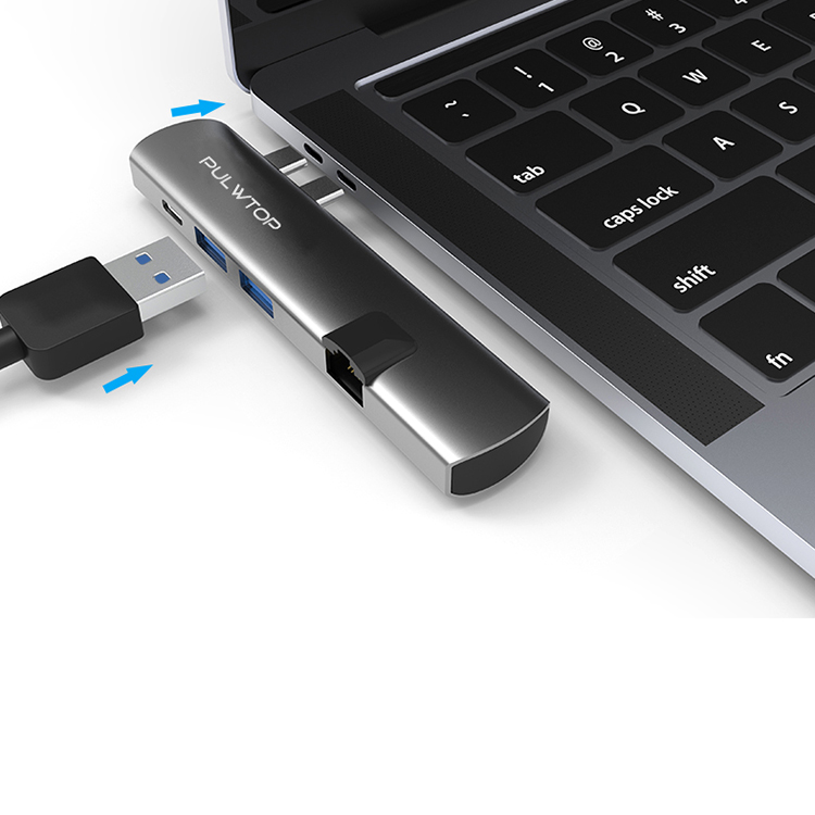 Двойной usb-концентратор Pulwtop с многопортовым адаптером usb 3,0 type-c hub