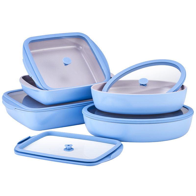 Linuo Custom Ceramic Coated Glass Bakeware Oven Tray High Borosilicate Glass Baking Dish