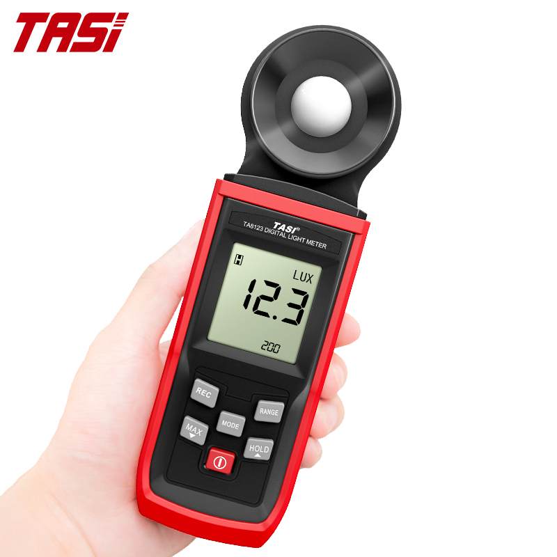 Цифровой измеритель освещенности TASI TA8123, высокоточный светодиодный светильник люкс, люмен Люкс/ФК, фотометр, регистратор данных CE 200000Lux