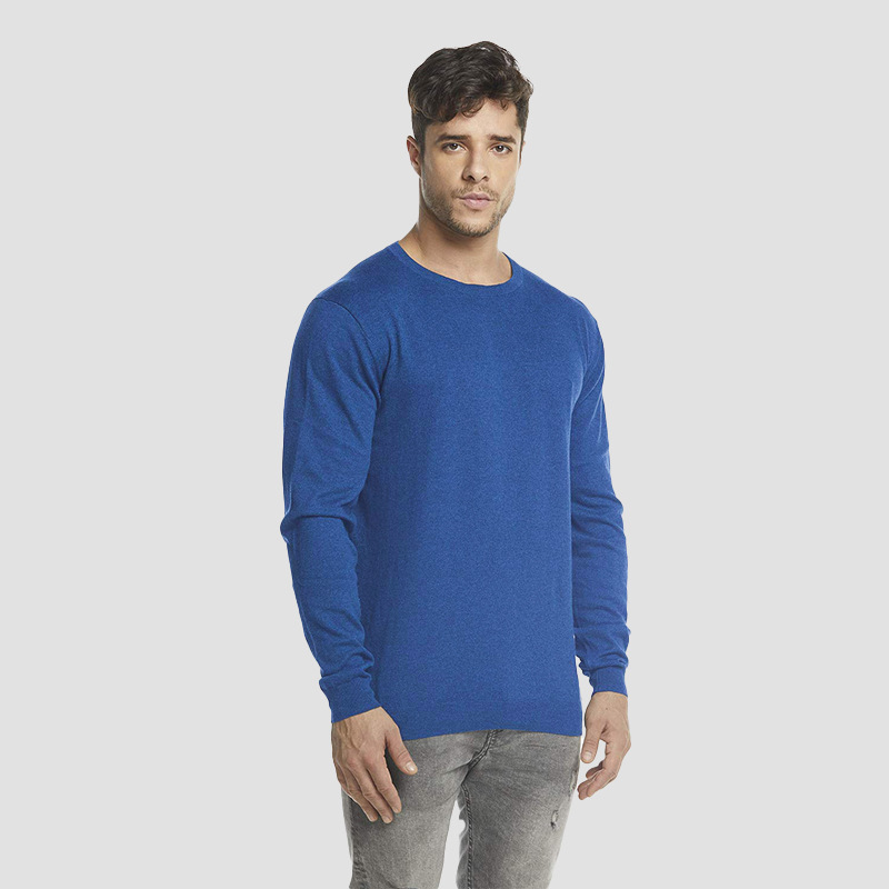 Men's Casual Knit Pullover Long Sleeve Crewneck Full Cotton Sweater