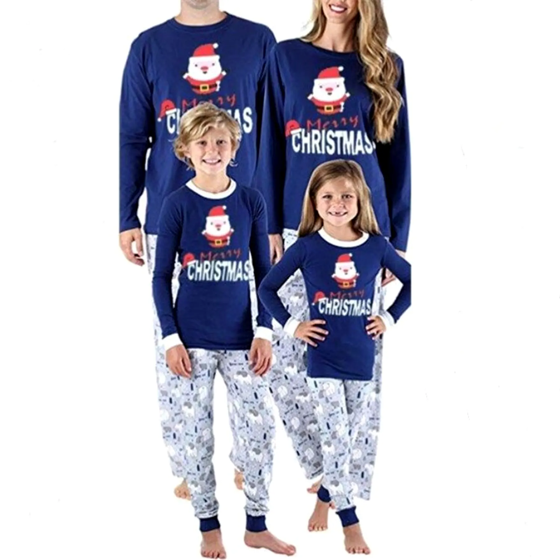 Wholesale long sleeve winter adult kids matching family christmas pajama set
