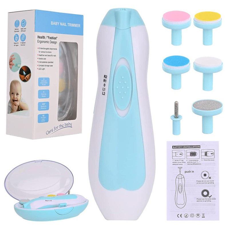 In stock baby nail trimmer kit quite electric nail buffer with extra replacement pads