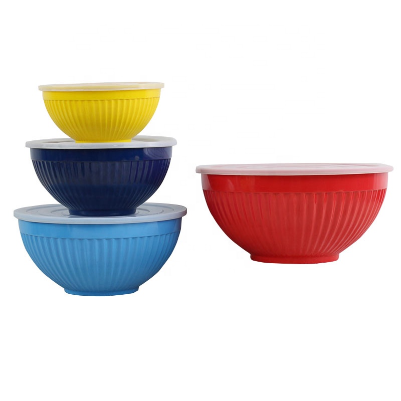 Large size melamine salad bowl customized colorful mixing bowl with lid for kitchen