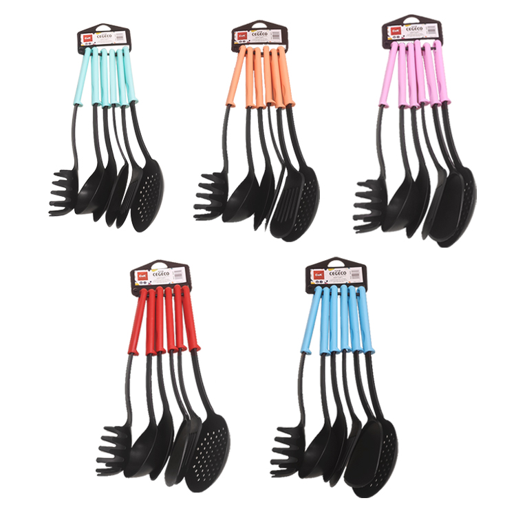 Nylon Handle Six-piece Nylon Kitchenware Non-stick Spatula Spoon Set Cooking Shovel Spoon Tool colors Kitchen Tool