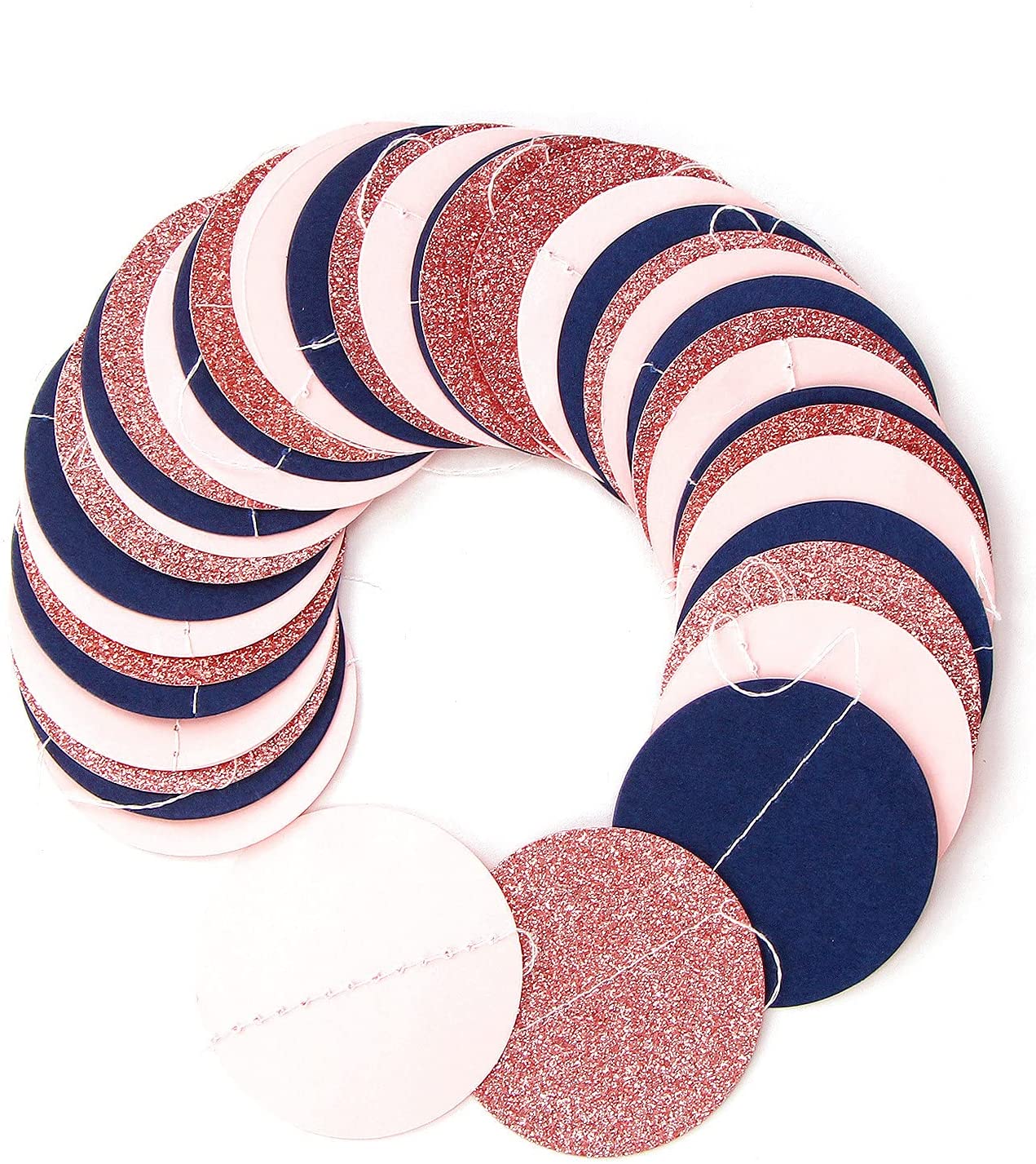 Navy Blue Pink Rose Gold Paper Garland,52Ft Gender Reveal Hanging Decoration Streamer Banner,Graduation Engagement
