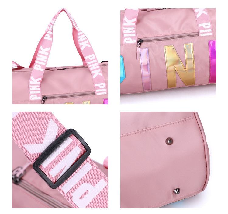 Large Capacity Custom Logo Foldable Travel Pink Duffle Gym Bag Waterproof Men Women Sports Nylon Duffle Bag