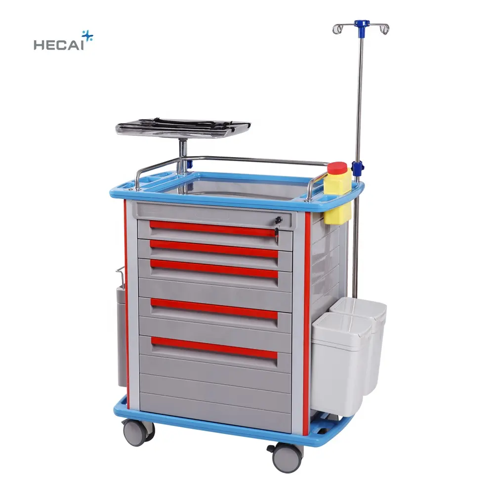 Medical Equipment ABS Plastic Moveable Hospital Emergency Injection Trolley