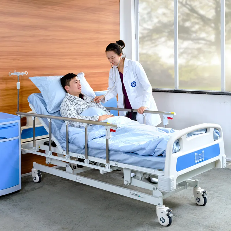 A6k Portable Casters 3 Function Adjustable Folding Medical Furniture Metal Electric Patient Nursing Hospital Bed