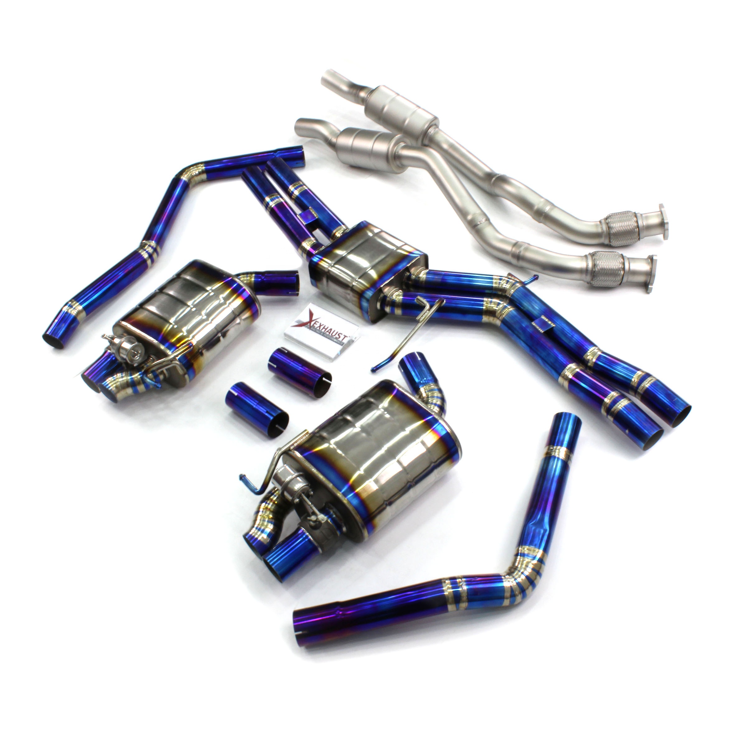 Для Audi S6 S7 RS6 C7 RS7 Titanium catback выхлопные трубы теплозащитный резонатор для передней трубы глушитель клапана выхлопной наконечник