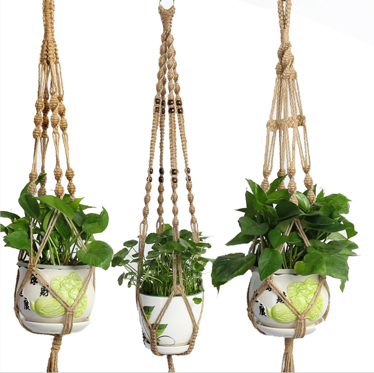 Wholesale Woven Decorative Hanging Garden Flower Pot Baskets Customized Rattan Outdoor Surface
