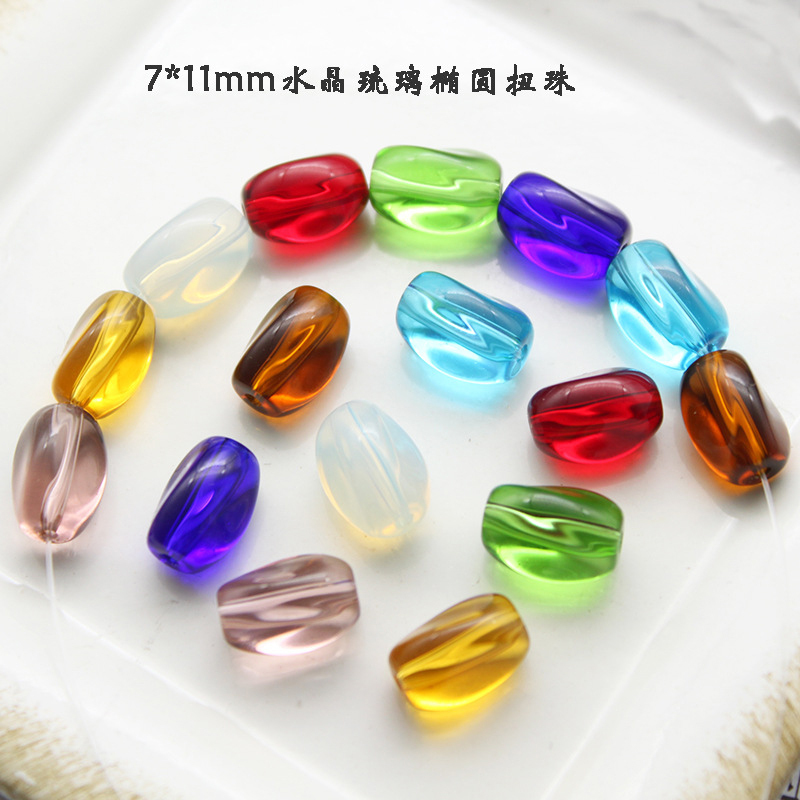Crystal 7*11mm Crystal Lampwork Glass Beads for Bracelet , Wholesale Jewelry Diy Accessories Twisted Beads for Earring