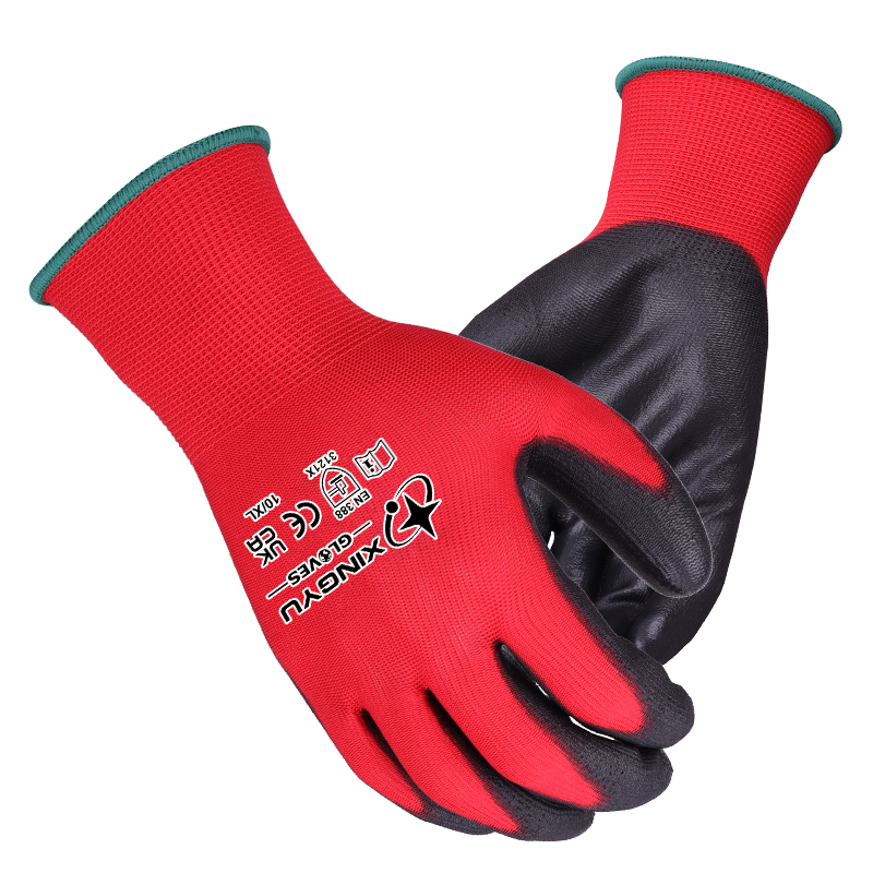 XINGYU Carbon Fiber With PU Coated Gloves Fingertips Custom Gloves With Logo Mechanic Home PU Safety Work Gloves