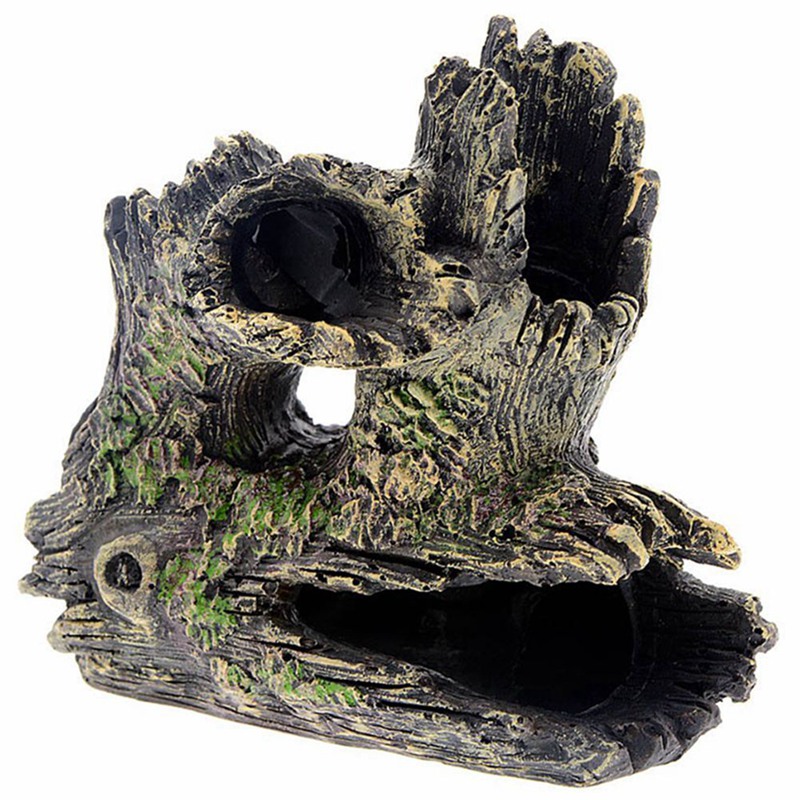 Dropship Resin Aquarium Tree Trunk Driftwood Decoration Fish Tank Artificial Hollow Wood Hole Rock Cave Shelter For Fish Shrimp