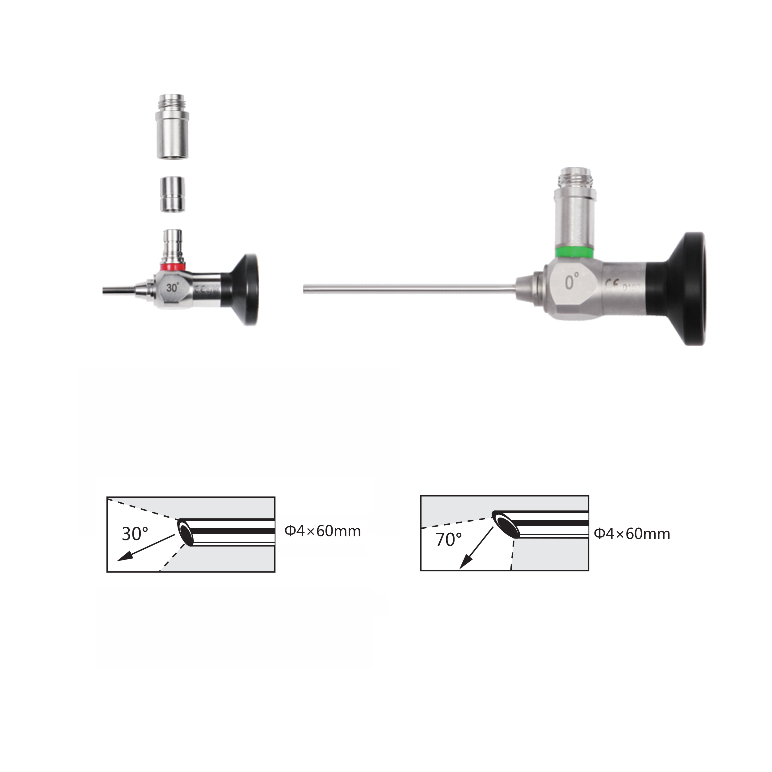 30/70 Degree 4*60mm Otoscope Ear Endoscope Surgery Instruments for Ears Eyes Nose and Throat