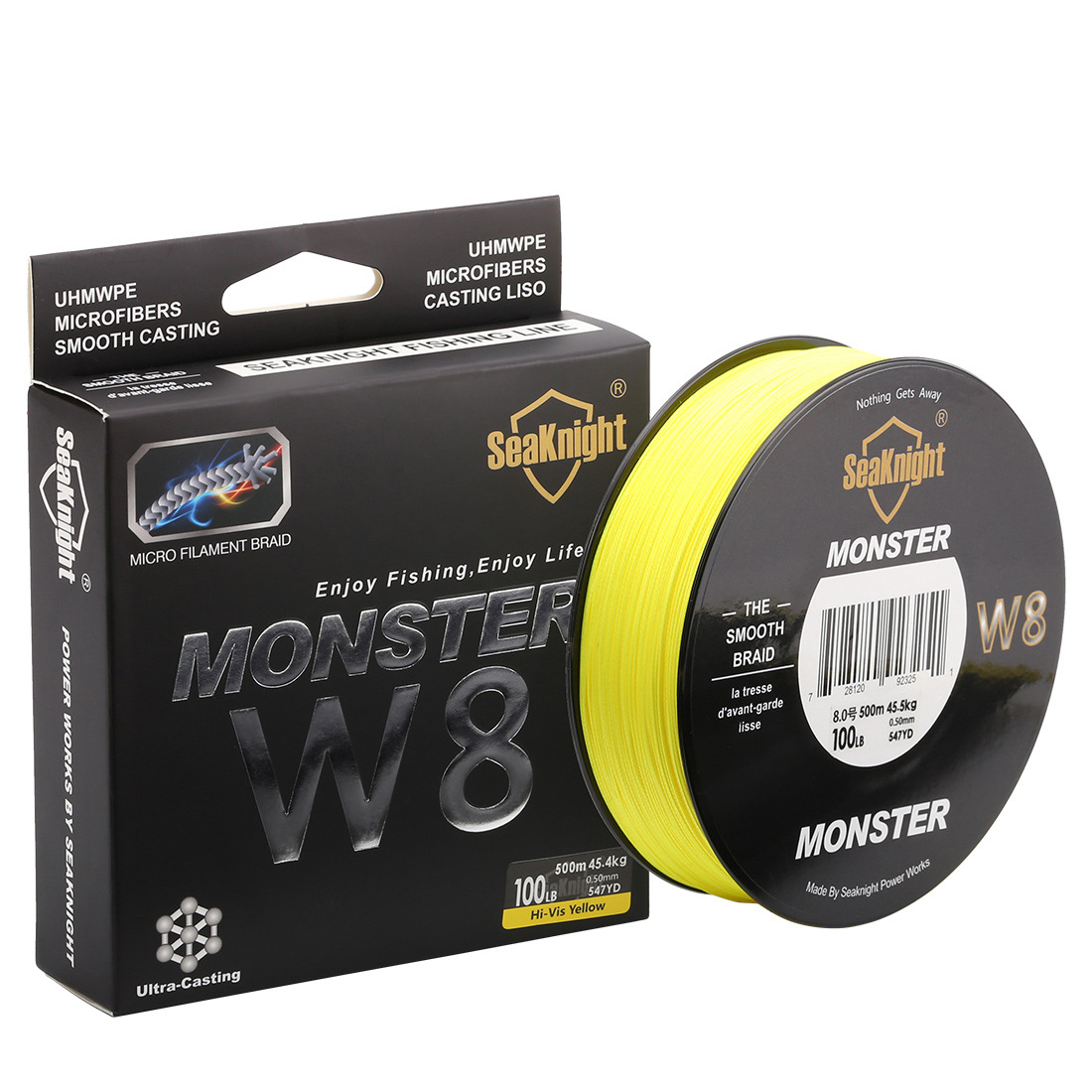 Леска рыболовная плетеная SeaKnight MONSTER W8, 8 нитей, 500 м, 15 20 30 40 50 80 100LB