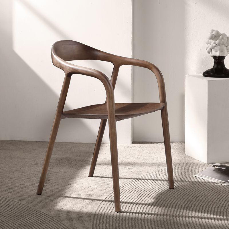 PurelyFeel North American ash wood dining chair Northern Europe modern simple solid wood leisure backrest restaurant wood chair