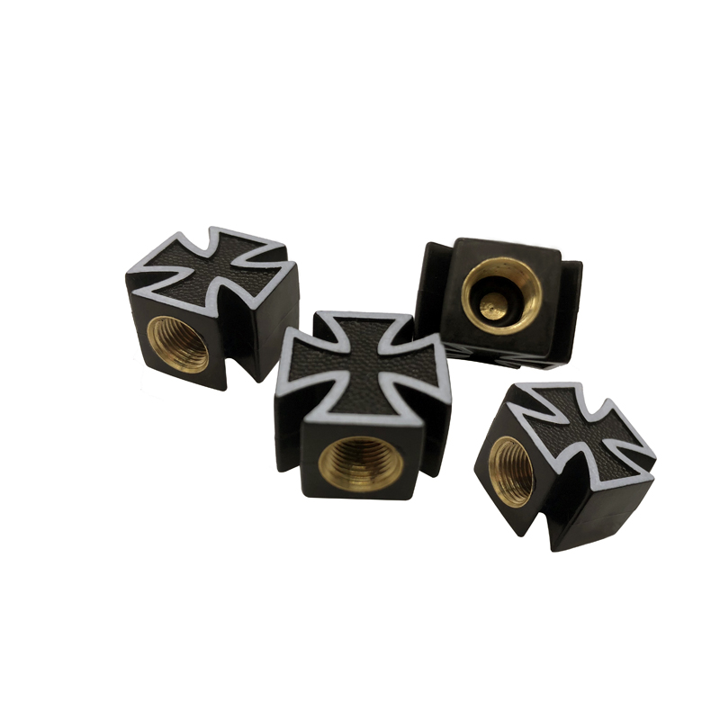 Top Sales Black Cross Shape Tire Valve Caps Car Motorcycle Bicycle Universal Tire Valve Stem Caps