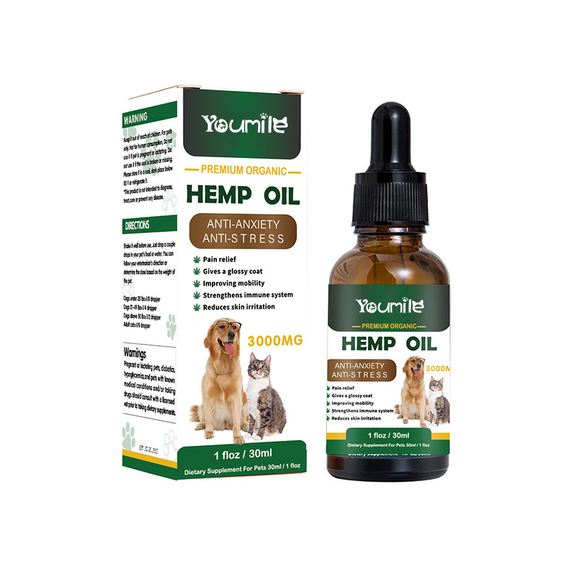 YOUMILE Hot Sale Natural Organic Improve Skin Sleep 500000 Pet Calming Hemp Oil for Dogs Cats Anxiety and Joint Pain Relief