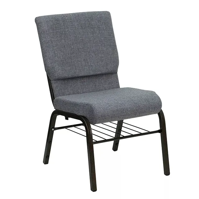Cheap Metal Stackable Fabric Stacking Church Chairs Wholesale With Bookrack