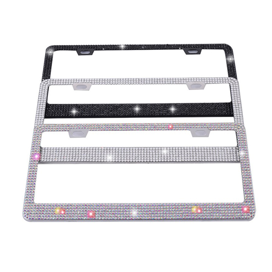 High Quality Bling Bling 31*16cm USA Version Auto Car SUV Stainless Steel Rhinestone Crystal License Plate Frame Holder
