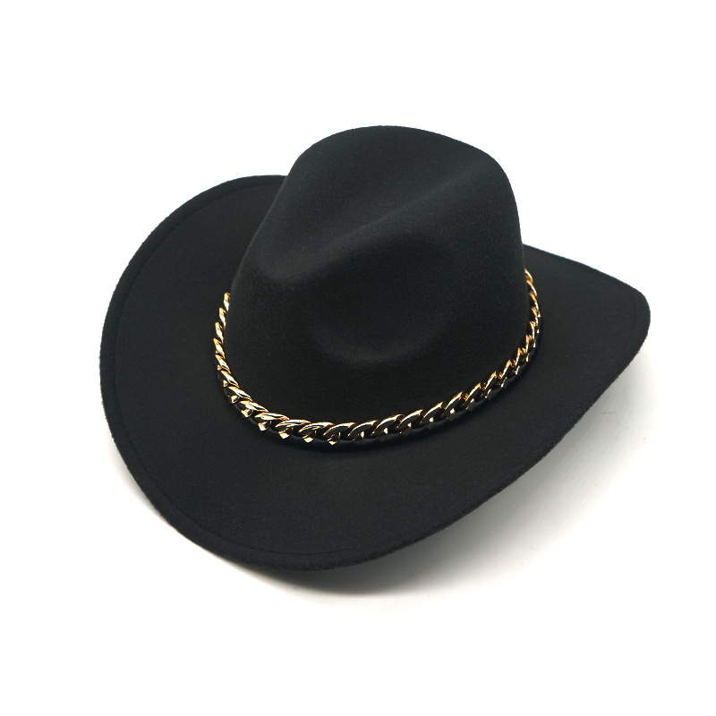 Classic Felt Fedora Cowgirl Hats with Wide Belt Roll Up Brim Fedora Western Cowboy Hat for Women Men