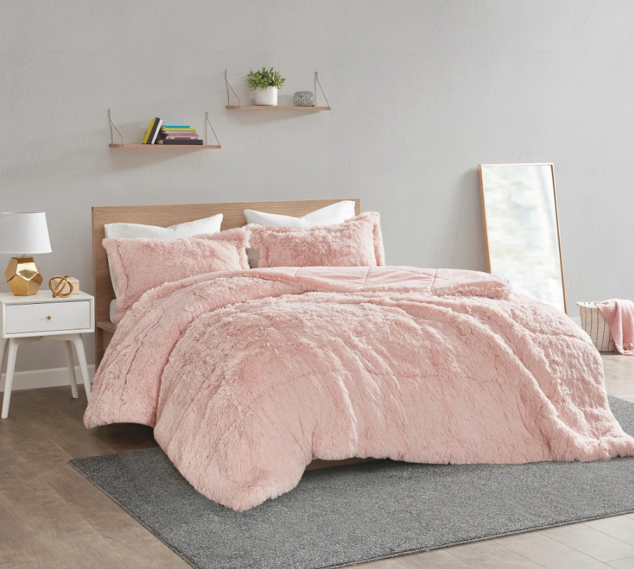 Plush Comforter Set Ultra Soft Shaggy Comforter Set Fluffy Comforter Queen Set Light