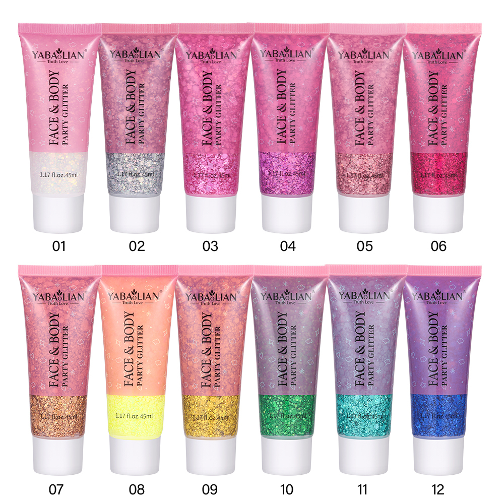 New Hot Sequins Glitter Powder Gel Face Hair Nail Eye Glitters Shiny High Gloss Glitter Body Gel Customized LOGO Cosmetic Gel