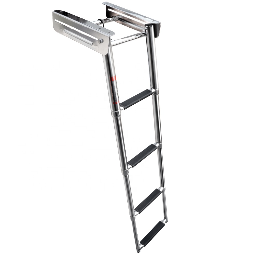 Stainless 4 Step Ladder Marine Bracket Telescoping Ladder Adjustable Telescopic Ladder