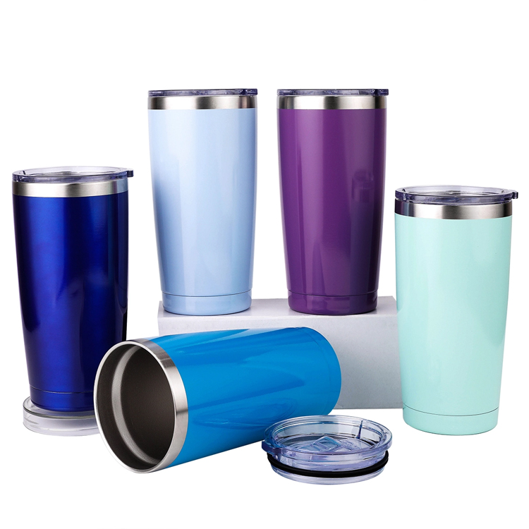 Оптовая продажа OEM ODM 20OZ стакан для кофе на заказ с двойными стенками из нержавеющей стали с соломинкой и крышками