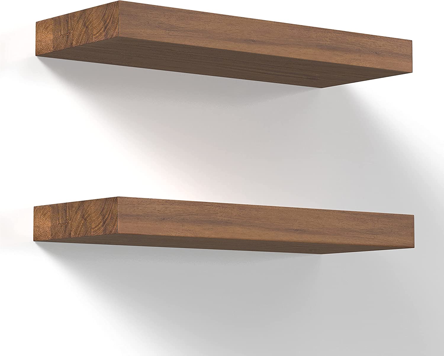 Walnut  Floating Shelves Thick Handmade Set of Dark Brown Wooden Shelf Floating Shelves for Wall Storage Set of 2